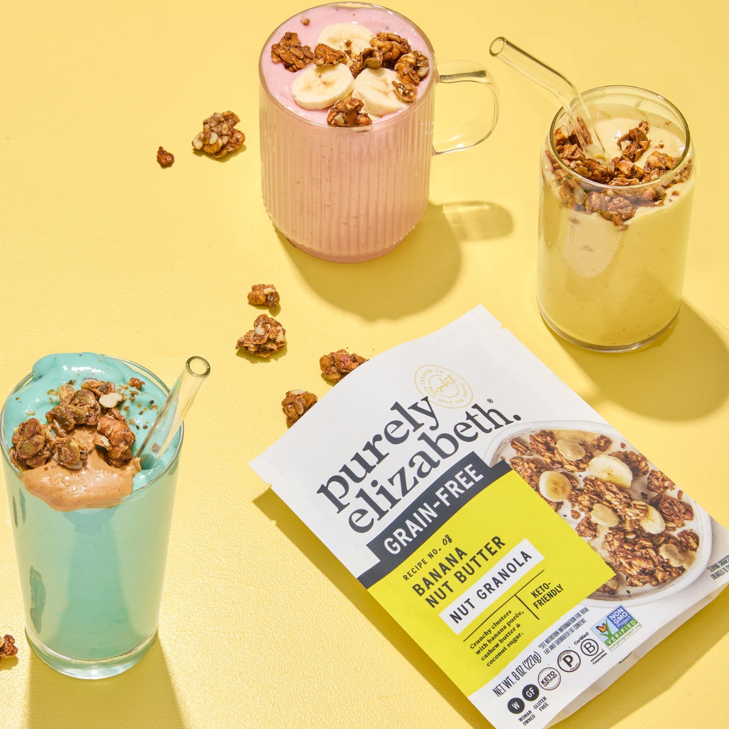 Purely Elizabeth, Banana Nut Butter, Keto Granola, Grain-Free (3 Ct, 8oz Bags)