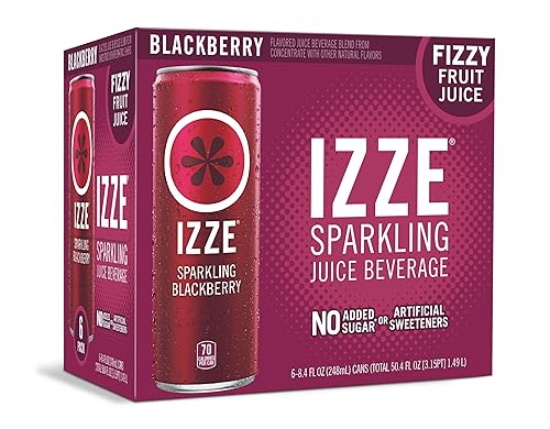 IZZE Sparkling Juice Beverage Blend, Blackberry, No Sugar Added, 8.4 FL OZ, 6 Cans