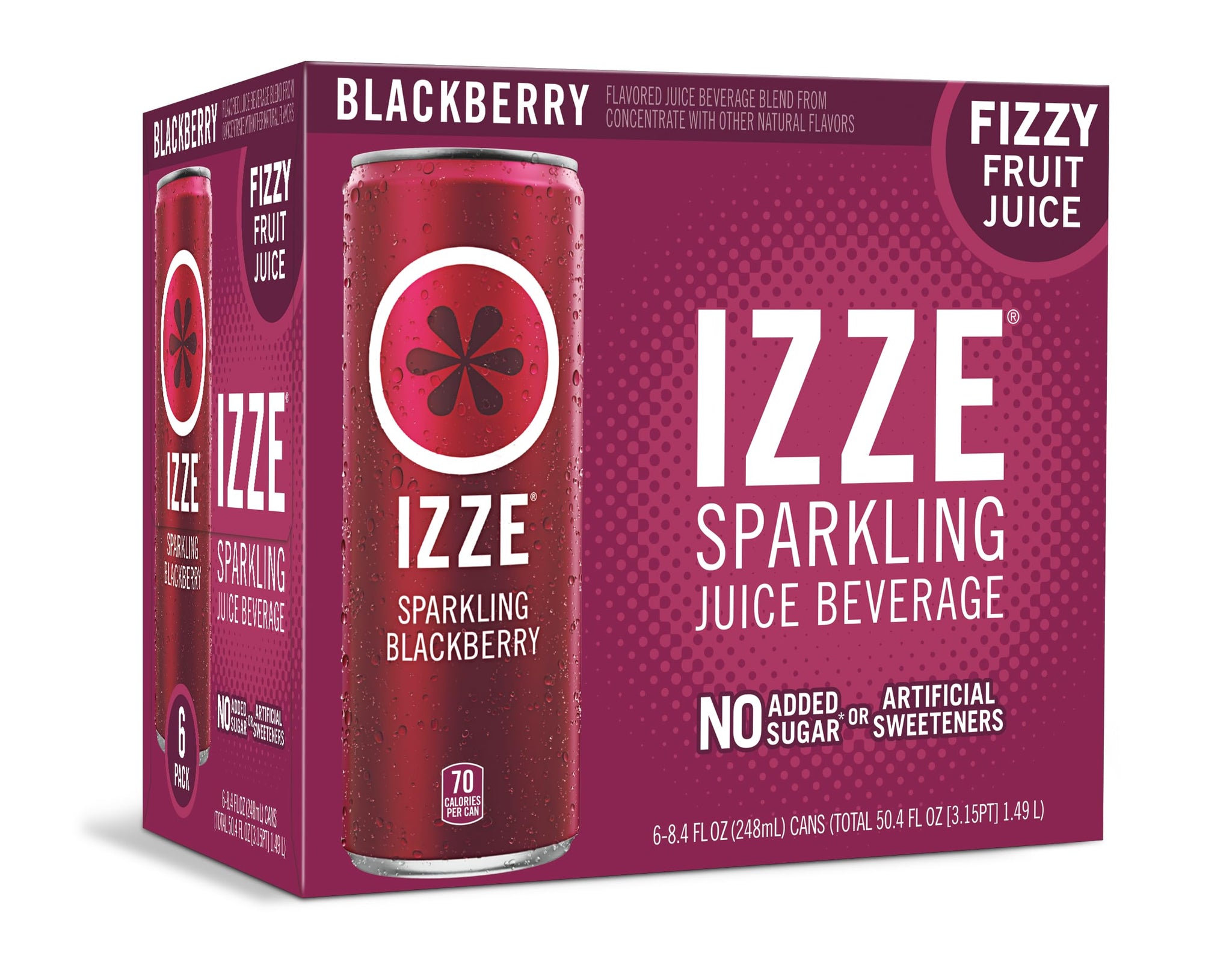 IZZE Sparkling Juice Beverage Blend, Blackberry, No Sugar Added, 8.4 FL OZ, 6 Cans