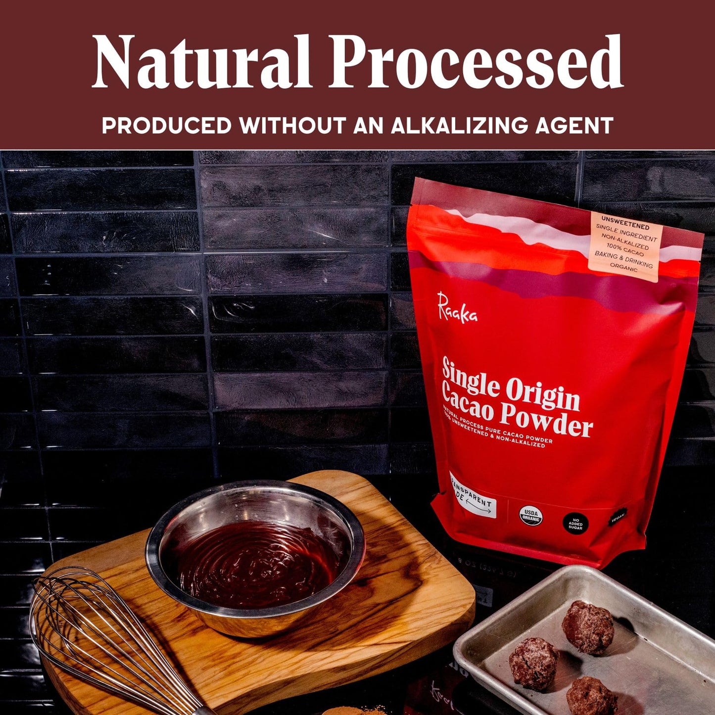 Raaka Chocolate Organic Cacao Powder - Unsweetened, Non-Alkalized, Perfect for Baking, Substitute for Cocoa Powder - Gluten-Free, Soy-Free, Sugar-Free, Allergen-Friendly - 8oz Resealable Bag