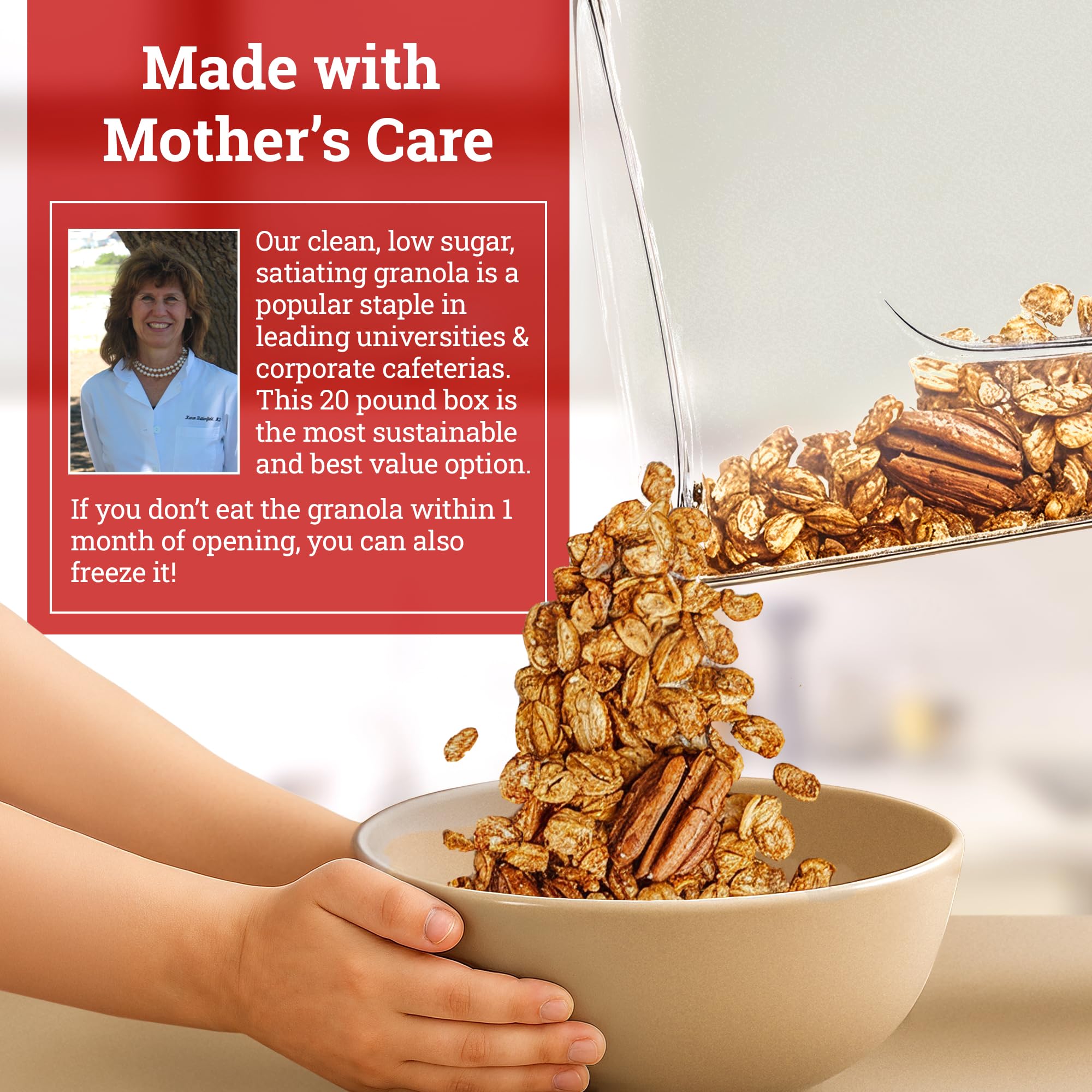 Ladera Almond Pecan Granola - Low Sugar Artisanal Breakfast Cereal, Gluten Free & Vegan, Honest Ingredients, 20 LB
