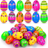 36 PCS 3.1" Plastic Printed Easter Eggs Bulk, Bright Colorful Fillable Empty Easter Eggs Bulks for Egg Hunt, Kids Easter Basket Stuffers Fillers