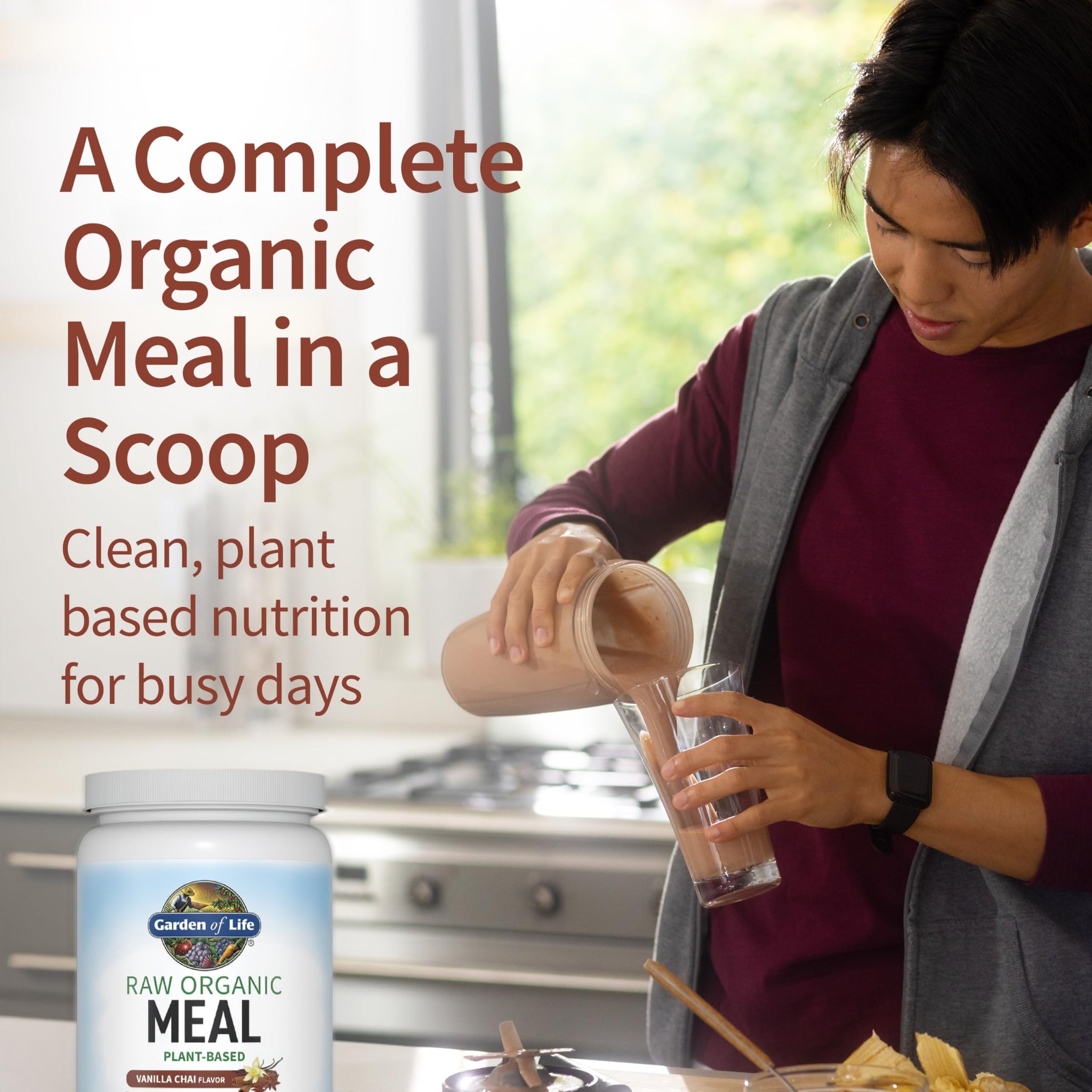 Garden of Life Meal Replacement Shakes, Raw Organic, Vanilla Chai Protein Powder with Plant Based Pea Protein, Sprouts, Greens, Probiotics, Dairy Free
