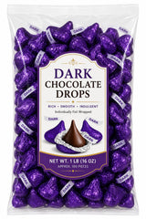 Foil Wrapped Dark Chocolate Candy Pieces Bulk Bag - 1 lb (Approx. 100 pieces)