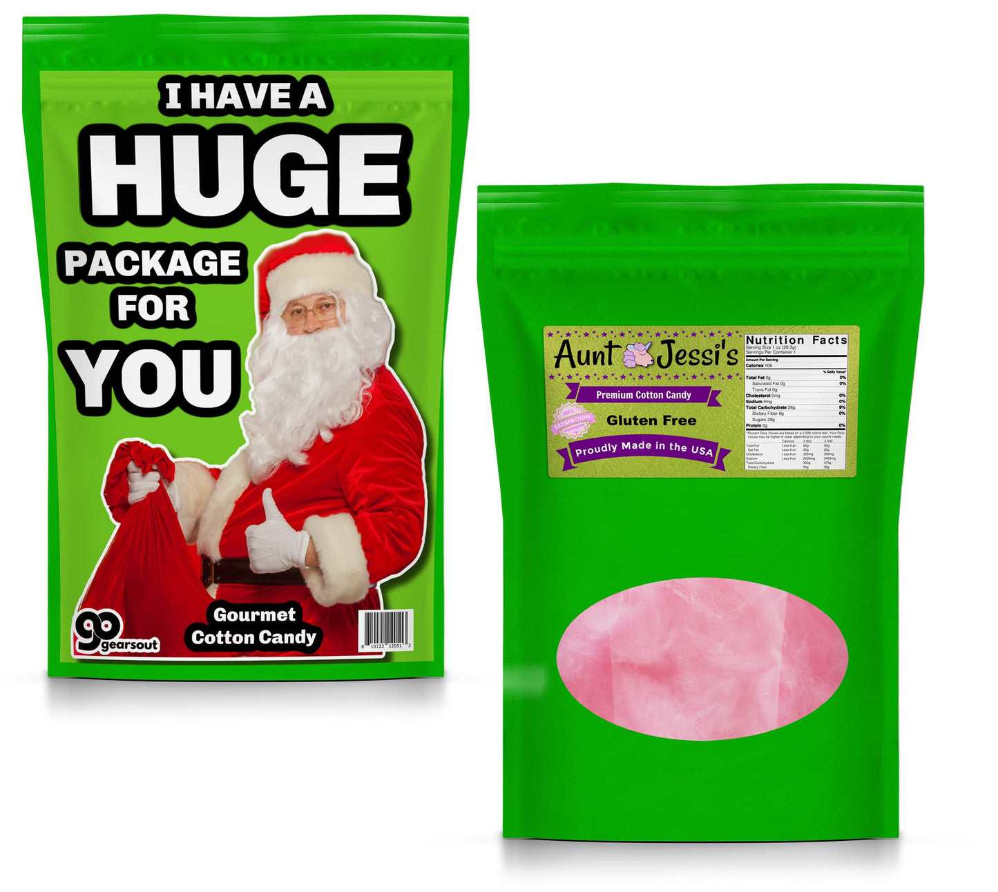 Huge Package Naughty Cotton Candy - Funny Candy for Women - Funny Santa Gag Gift for Christmas Lovers - Pink Strawberry Flavor - Stocking Stuffers