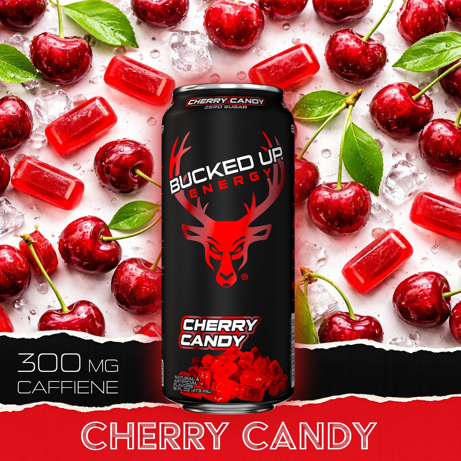 Bucked Up Energy Drink 300mg (Cherry Hard Candy) (12 CT)