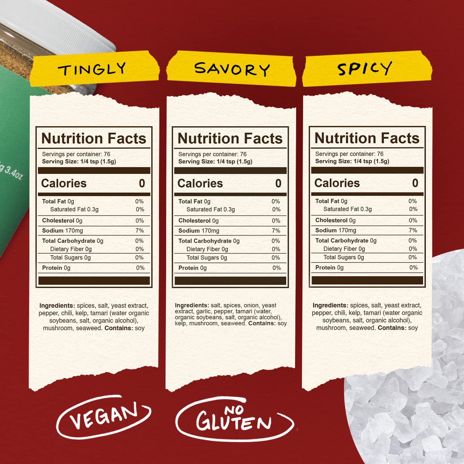 Momofuku Seasoned Salt Variety Pack by David Chang, 3 Pack, Umami Seasoning for Meat, Fish, & Vegetables, Chef Made for Cooking, Extra Umami