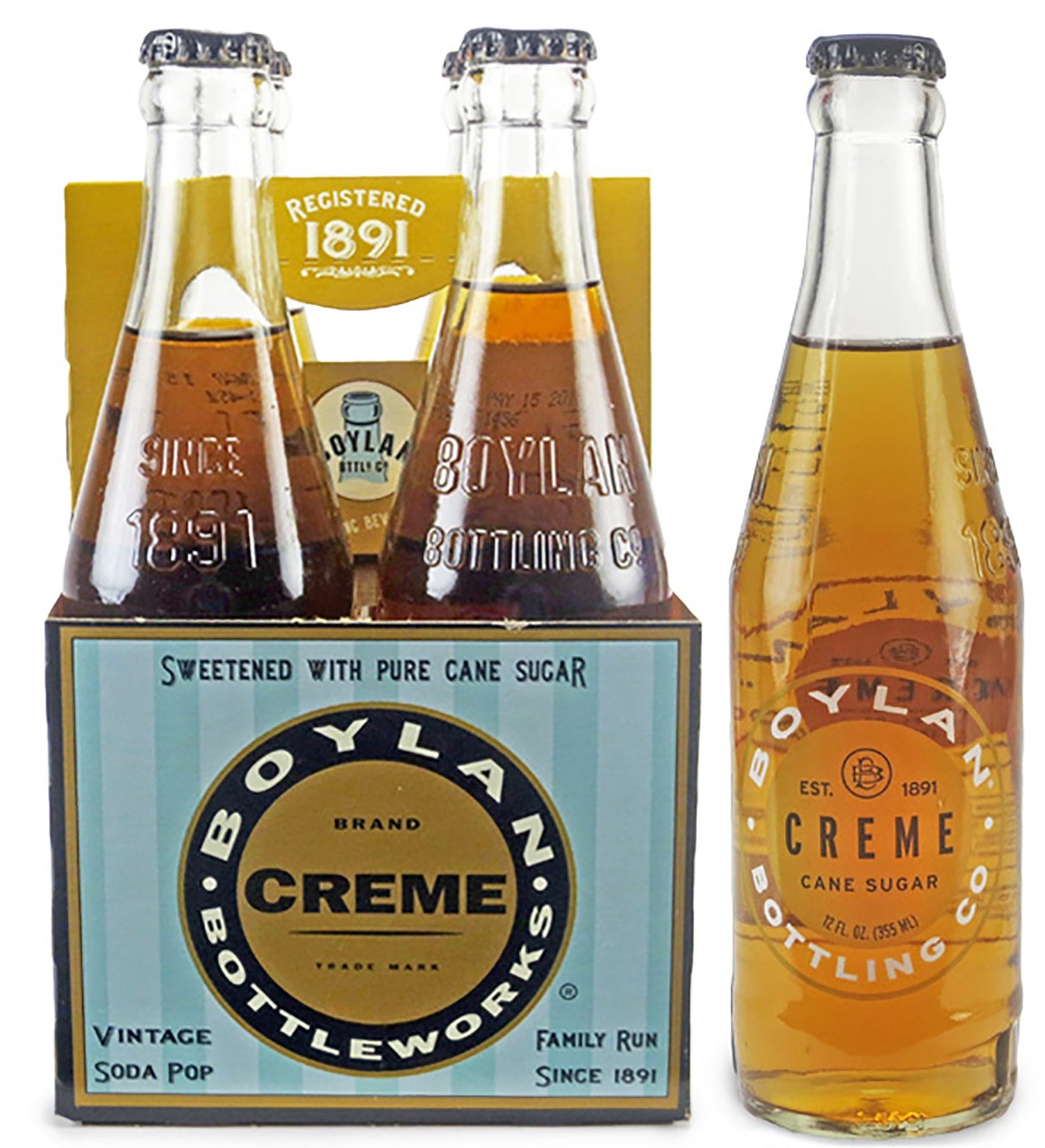 Boylan Cream Soda, 12 Fl Oz (24 Glass Bottles)
