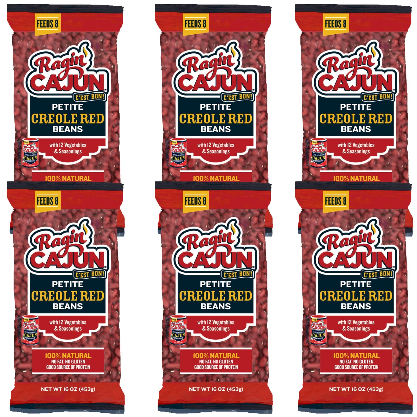 Seasoned Petite Red Beans 16 oz Ragin Cajun (Pack of 6)