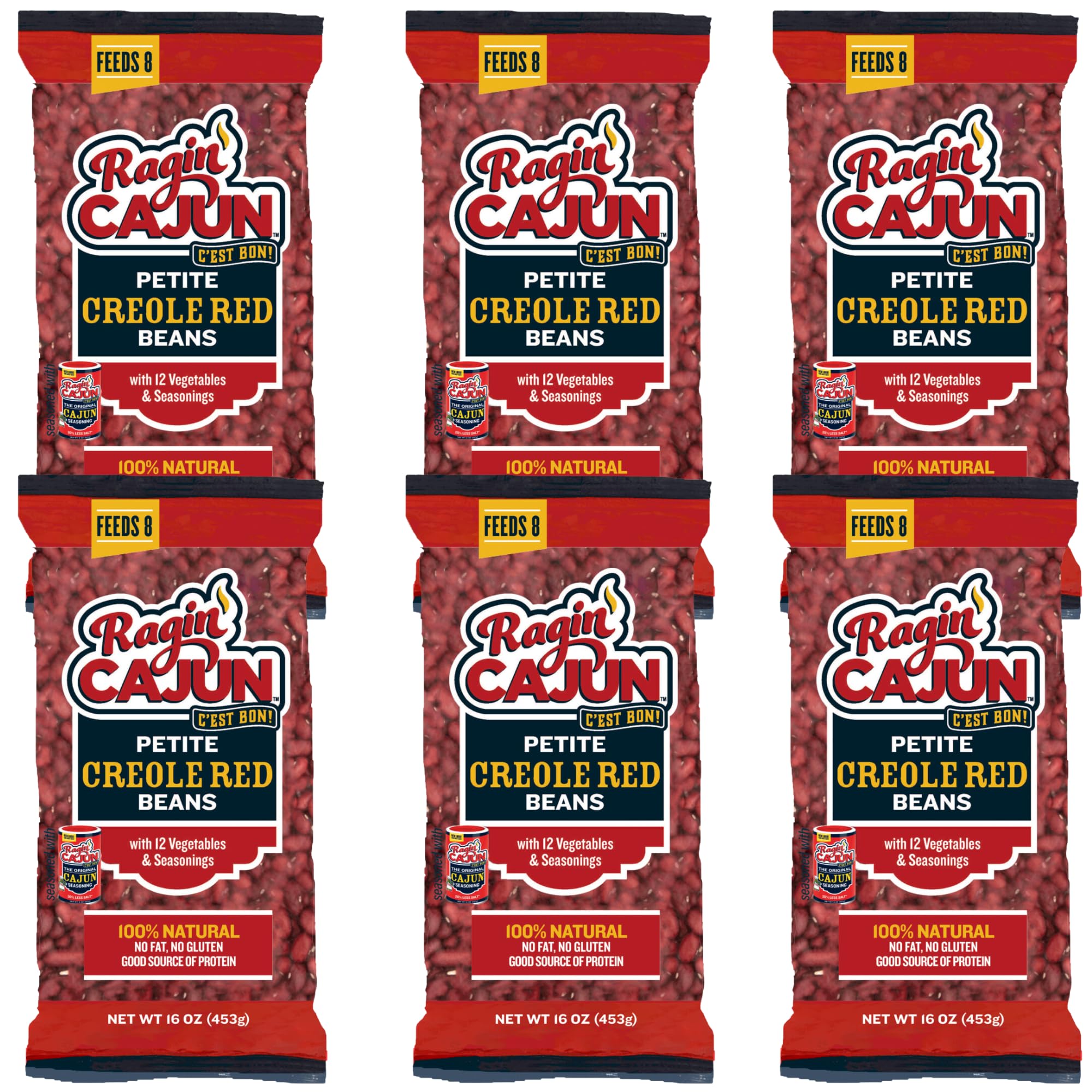 Seasoned Petite Red Beans 16 oz Ragin Cajun (Pack of 6)