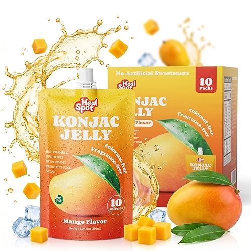 Healspot Real Fruit Juice Snacks Konjac Jelly with Collagen Peptides and Vitamin C, No Artificial Sweetener, Low Calories|Gluten Free|Keto Friendly