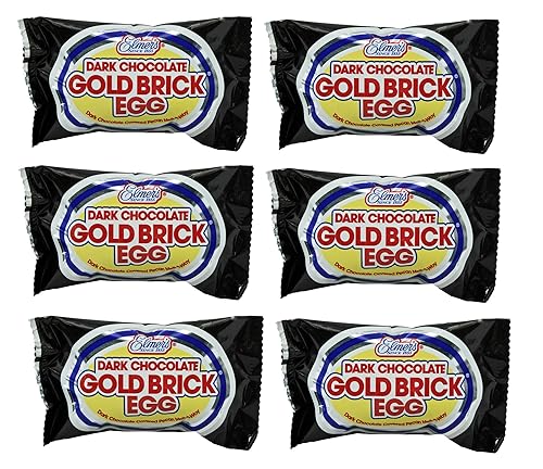 Elmer Gold Brick Eggs - Pack of 6 - Dark Chocolate Covered Pecan Melt Aways - Perfect for Friends and Family - Start an Easter Tradition