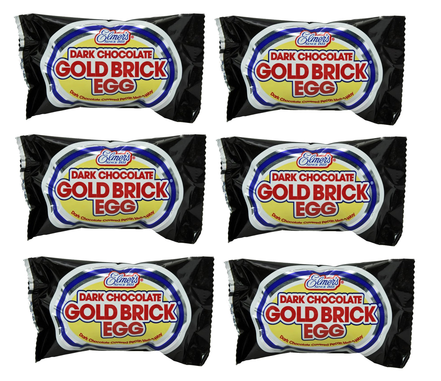 Elmer Gold Brick Eggs - Pack of 6 - Dark Chocolate Covered Pecan Melt Aways - Perfect for Friends and Family - Start an Easter Tradition