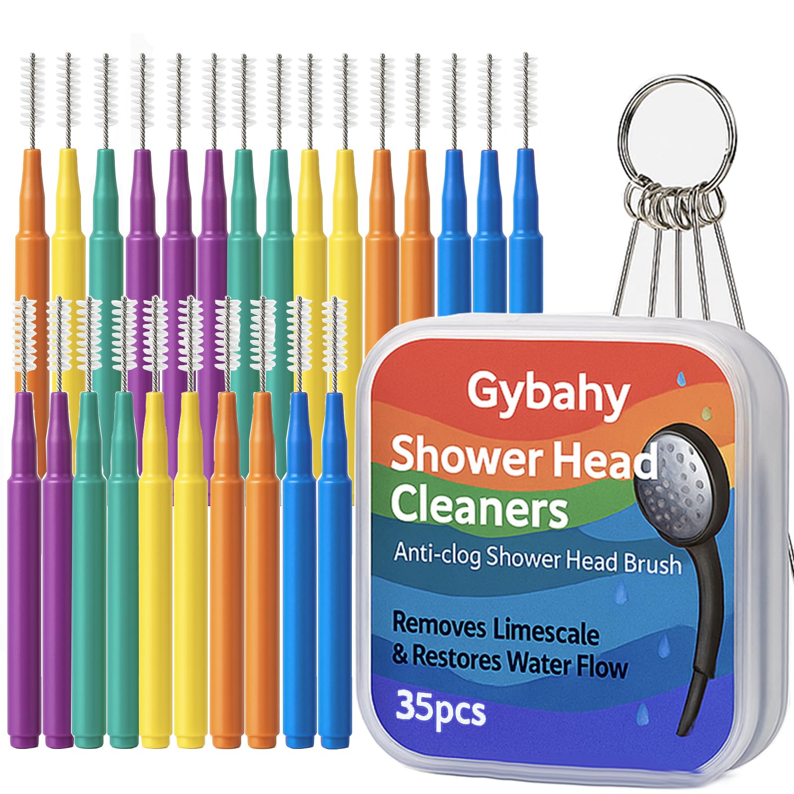 Shower Head Cleaning Brushes, 35 PCS Multi-Size Nozzle Cleaner Tool with Storage Case, Shower Head Cleaner Picks for Unclogging Small Holes, Bathroom
