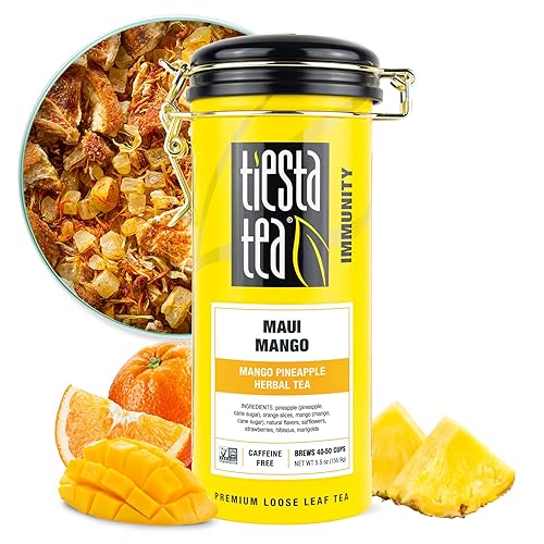 Tiesta Tea Maui Mango, Loose Leaf, Mango Pineapple Herbal Tea, Premium Non-Caffeinated Fruit Blend, Makes Hot or Iced & Brews Up to 50 Cups, 5.5 Ounce