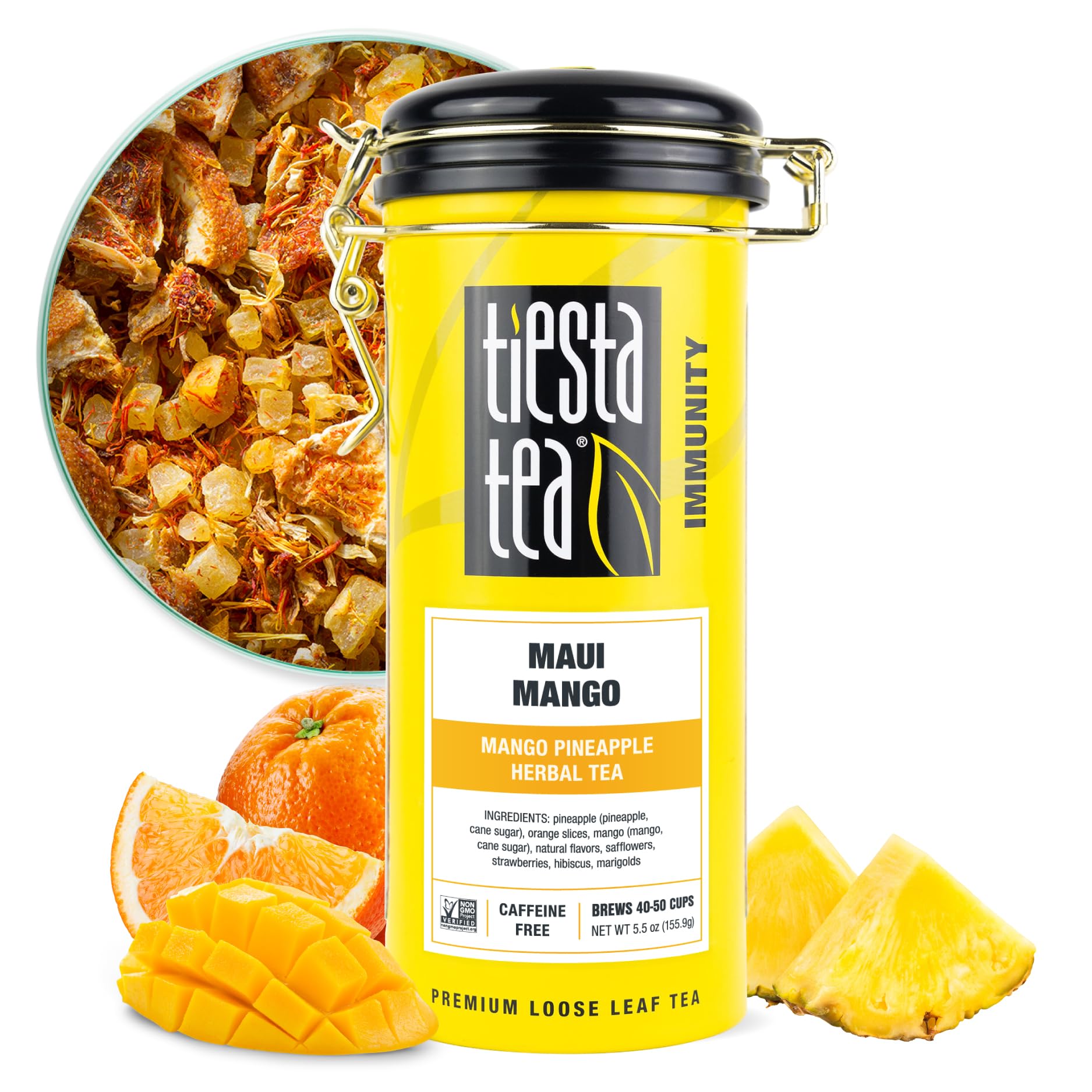 Tiesta Tea Maui Mango, Loose Leaf, Mango Pineapple Herbal Tea, Premium Non-Caffeinated Fruit Blend, Makes Hot or Iced & Brews Up to 50 Cups, 5.5 Ounce