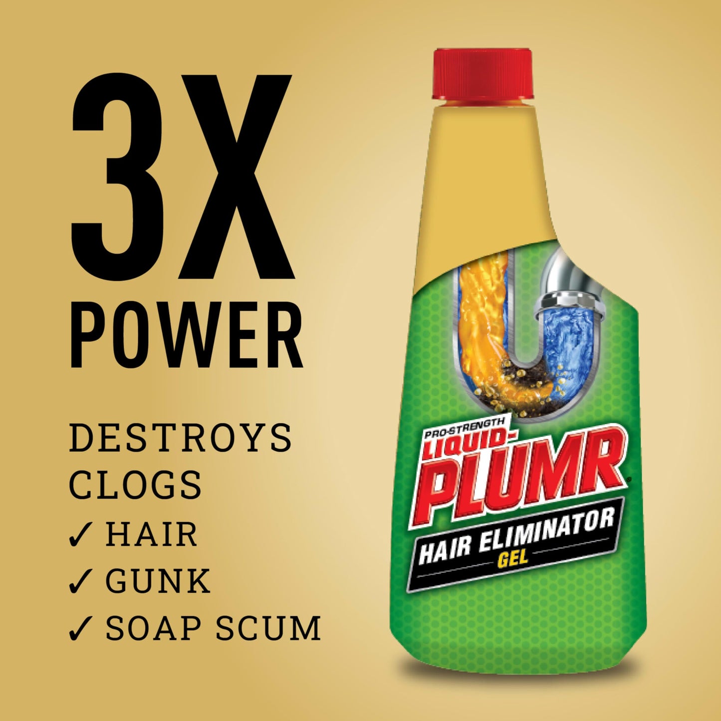 Liquid-Plumr Pro-Strength Hair Eliminator Gel Clog Remover, Hair Clog Remover and Drain Opener, Safe for All Septic Systems and Pipes, 16 fl. oz