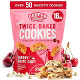 Cooper Street Twice-Baked Cherry White Chip Biscotti Cookies (16 oz) - Over 50 Biscotti Cookies per Bag Loaded with Real Fruit, Traditional Italian