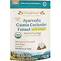 DelighTeas Organic Digest & Detox CCF Tea with Ginger | Eco-Conscious Pyramid Tea Bags | Ayurvedic Cumin Coriander Fennel Ginger Tea | USDA Organic
