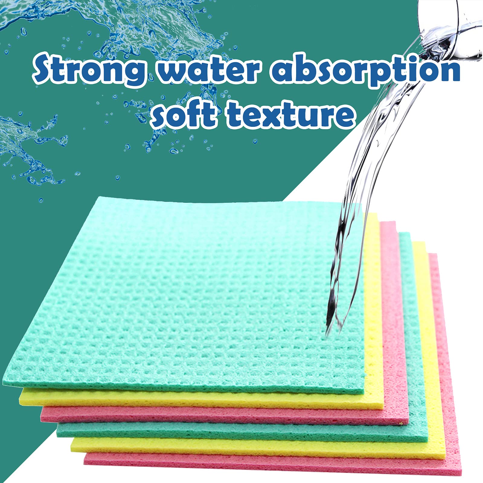 JYKJ Swedish Dishcloths Cellulose Cleaning Cloths - Pack of 10 - Environmentally Friendly, Natural Cellulose Sponge Cloth - Multi-Purpose Reusable