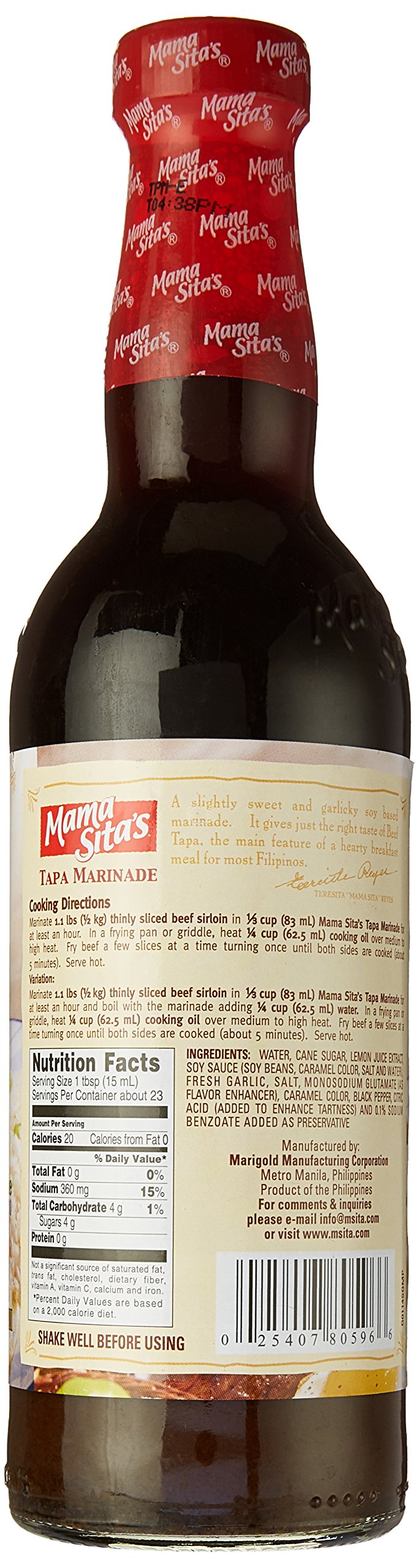 Mama Sita's Tapa Sweet & Garlic Marinade Sauce 11.83oz (350ml)
