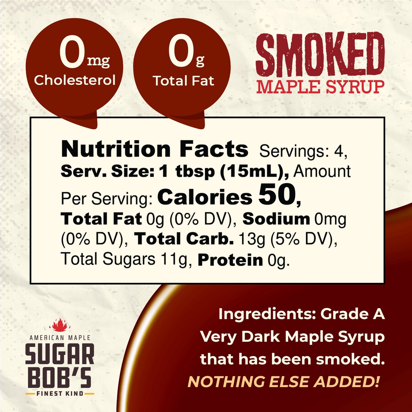 Sugar Bob's Finest Kind - Smoked Maple Syrup - Travel Size - 2 oz