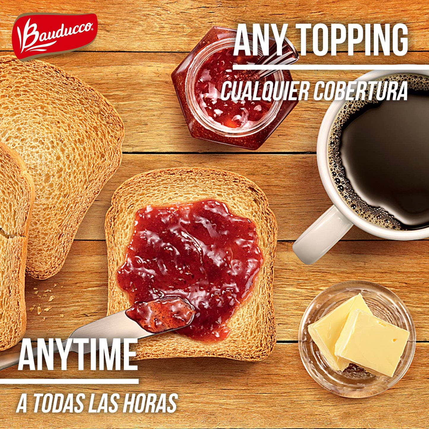 Bauducco Toast - Delicious, Light & Crispy Toasted Bread - Original & Whole Wheat - Ready-to-Eat Breakfast Toast & Sandwich Bread - No Artificial