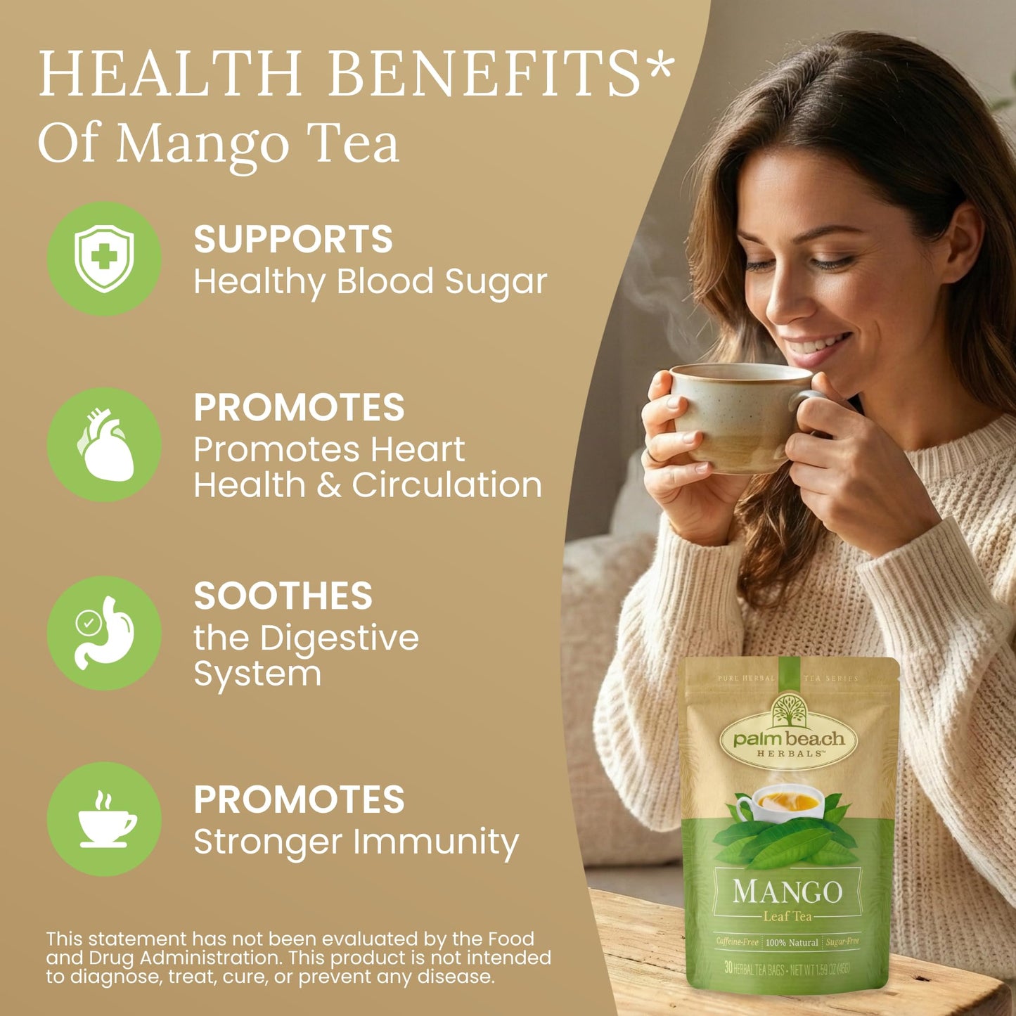 Palm Beach Medicinal Herbs - Mango Leaf Tea - Pure Herbal Tea Series, 30ct