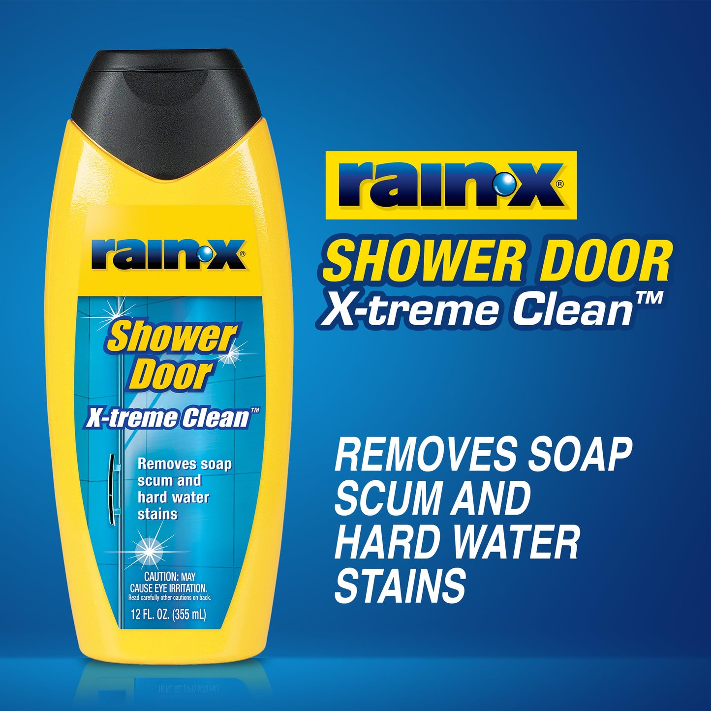 Rain-X 630544 X-Treme Clean Shower Door Cleaner, 12 Fl. Oz, Formulated To Glass Doors - Removes Soap Scum, Dirt, Hard Water Build-up, Calcium, Lime