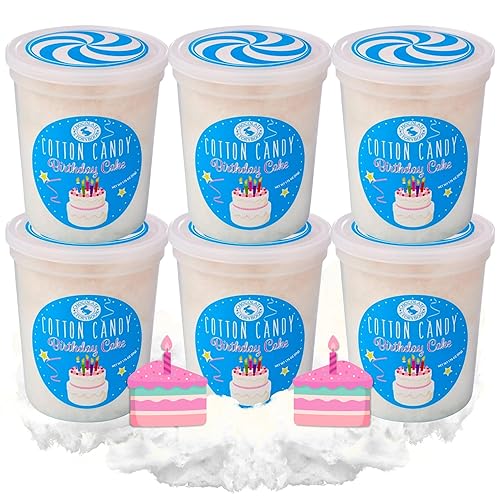 CHOCOLATE STORYBOOK Cotton Candy - Unique Idea for Holidays, Birthdays, Gag Gifts, Party Favors (Birthday Cake, 1.75 oz each, 6-Pack)