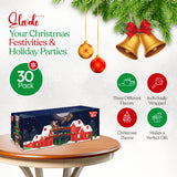 30 Pack Christmas Candy Bracelets - Individually Wrapped Holiday Themed Designs & Delicious Flavor -Bulk Christmas Candy Use For Stocking Stuffers