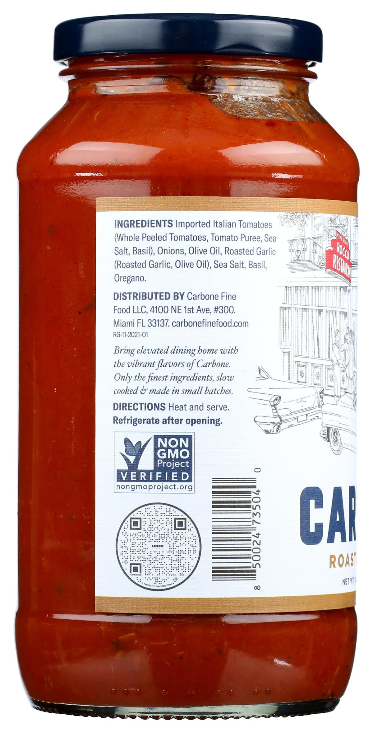 Carbone, Pasta Sauce Roasted Garlic, 22.3 Ounce