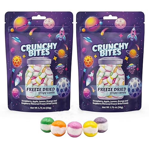 UNIQBITE 2 Pack Freeze Dried Candy, Fruit Flavored Crispy Candy Bites, 3.52 oz (100g)