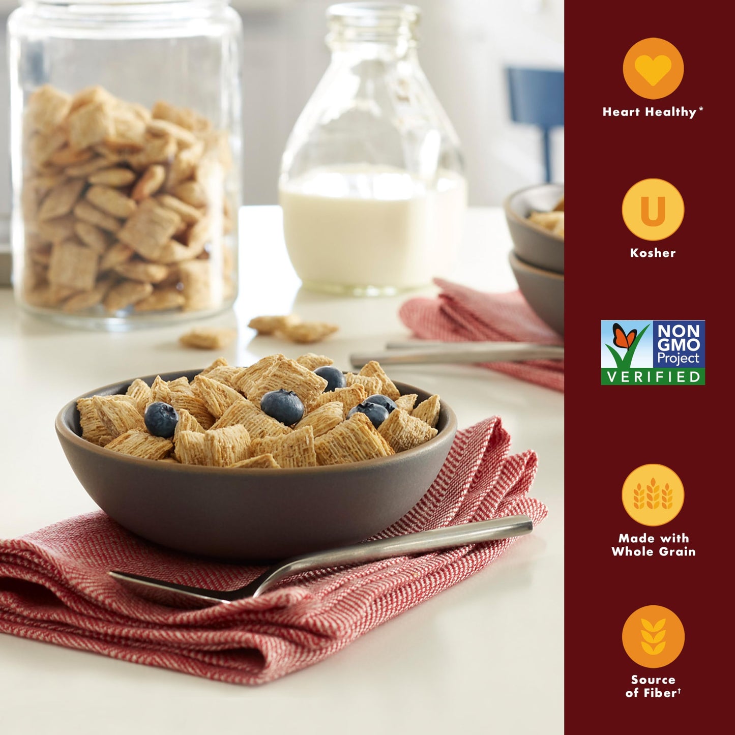 Shredded Wheat Big Biscuit, Whole Grain, Non-GMO, Heart Healthy Breakfast Cereal, 15 oz Box