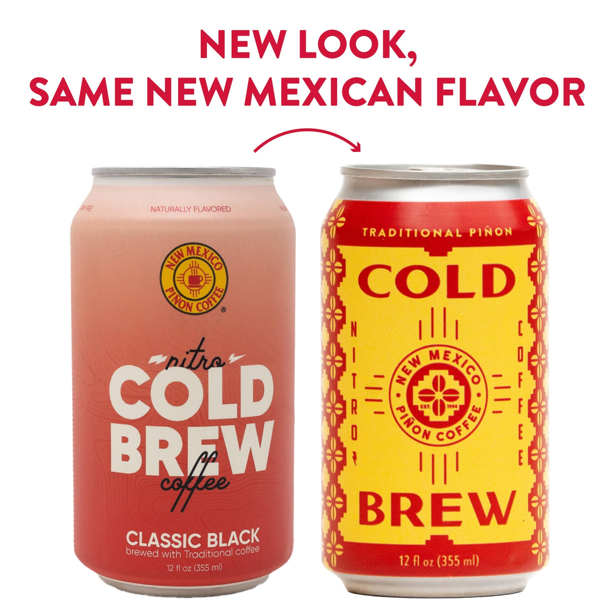 New Mexico Piñon Nitro Cold Brew Coffee Drink - Smooth Nutty Taste, High Energy Nitrogen Infused Classic Black Coffee Cans 12oz - Natural Flavor Zero