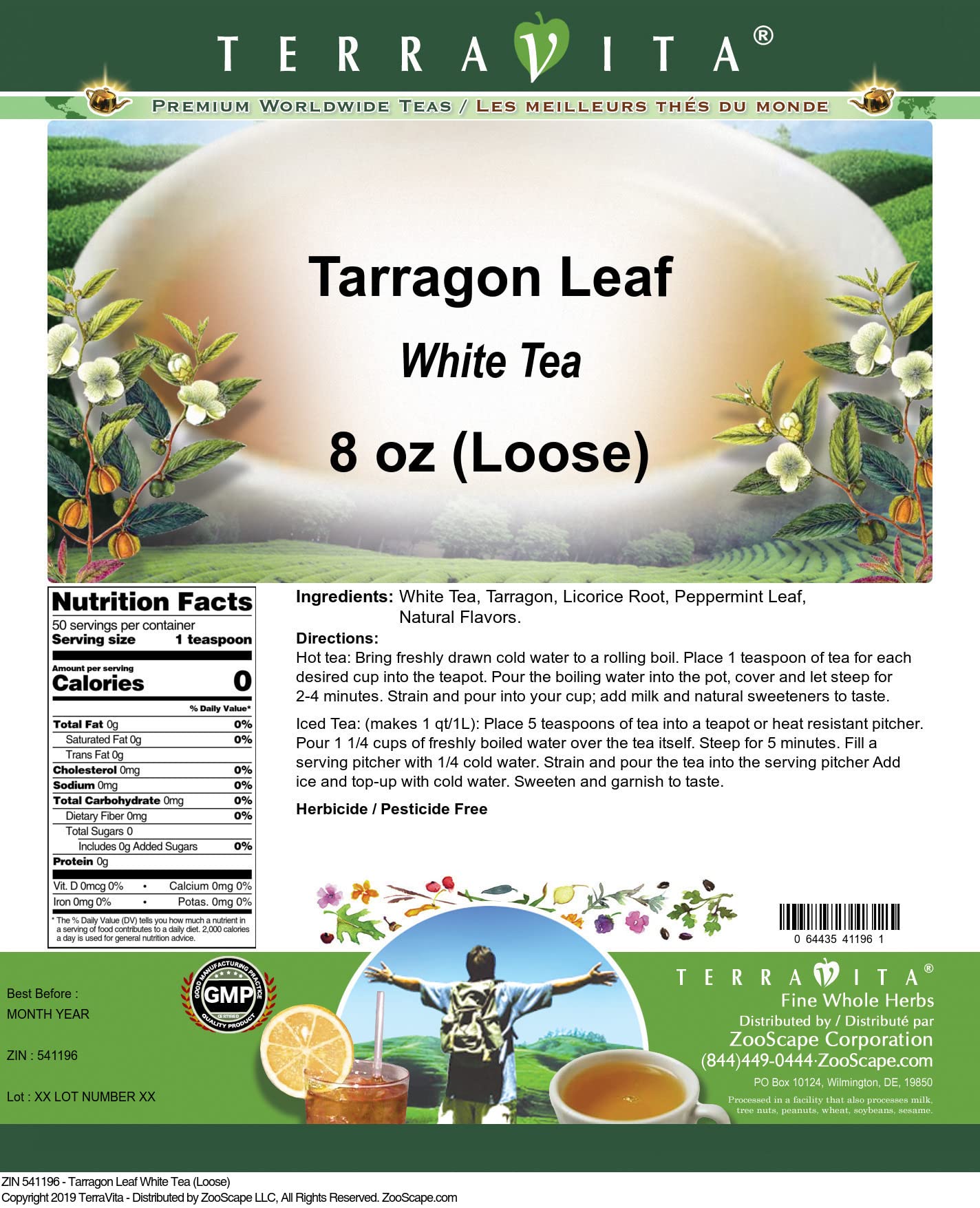 Tarragon Leaf White Tea (Loose) (8 oz, ZIN: 541196)