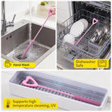 Silicone Straw Cleaner Brush, 2Pcs Reusable Cleaner Brush Extra Long, Straw Brush Bristles Cleaner for Cleaning Stanley Metal Glass Straws Drink Lid