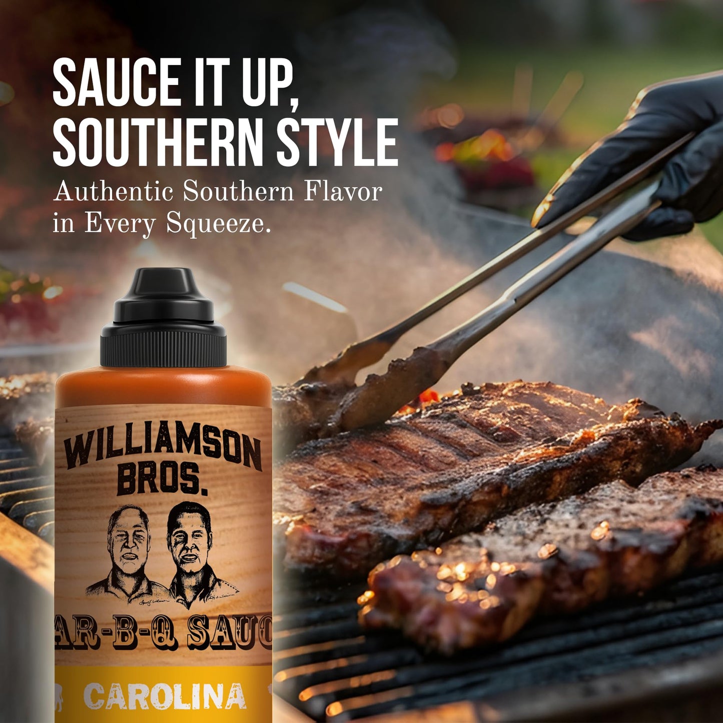 Williamson Bros - Classic Carolina BBQ Sauce | Mustard Barbeque Fusion, Gluten-Free, No High Fructose Corn Syrup, 15.5 oz