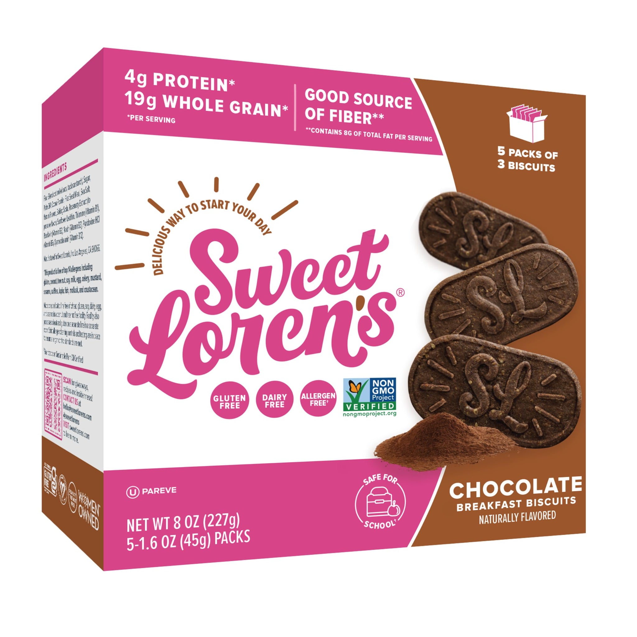 SWEET LORENS Chocolate Breakfast Biscuits 5 Count, 1.6 OZ