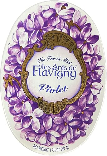 Les Anis de Flavigny French Anise Candy - Violet Flavor Hard Candy, Natural Gourmet Sweets in Classic Reusable Tin, 50g (1.75 oz)