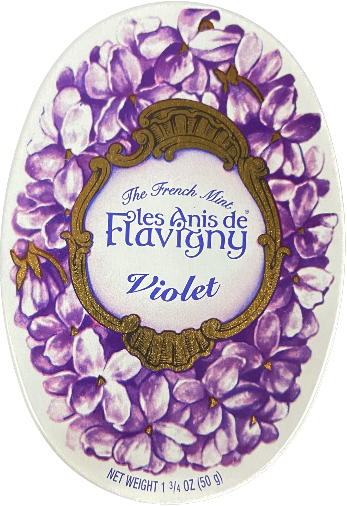 Les Anis de Flavigny French Anise Candy - Violet Flavor Hard Candy, Natural Gourmet Sweets in Classic Reusable Tin, 50g (1.75 oz)