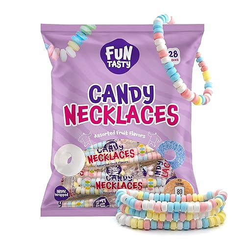 Candy Necklaces - 28 Count - Bulk Candy Individually Wrapped - Candy for Goodie Bags, Party Favors, Classroom Rewards, Birthday Celebrations & Fun