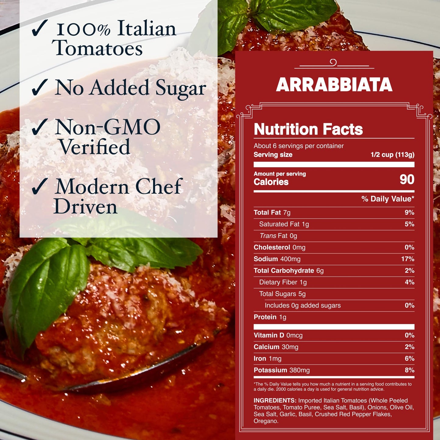 Carbone Arrabbiata Pasta Sauce | Tomato Sauce Made with Fresh & All-Natural Ingredients | Non GMO, Vegan, Gluten Free, Low Carb Pasta Sauce, 24 Fl Oz