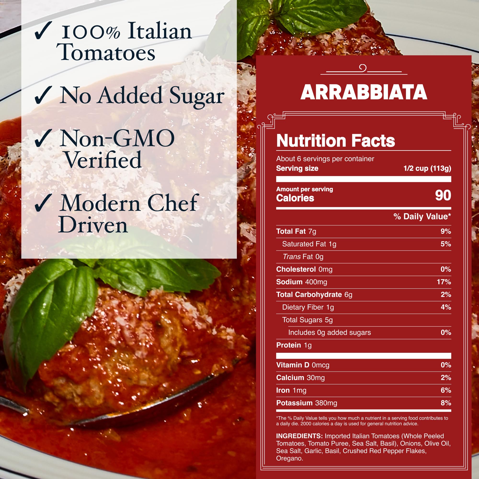 Carbone Arrabbiata Pasta Sauce | Tomato Sauce Made with Fresh & All-Natural Ingredients | Non GMO, Vegan, Gluten Free, Low Carb Pasta Sauce, 24 Fl Oz