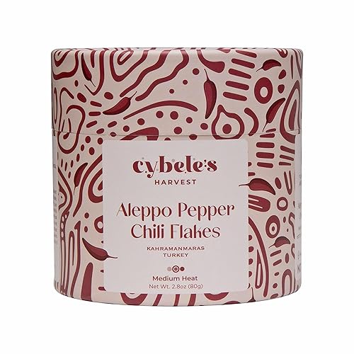 Cybele’s Harvest Aleppo Pepper Flakes 2.8oz, Turkish Red Chili Flakes, Crushed Red Pepper (Pul Biber) (Medium Heat)