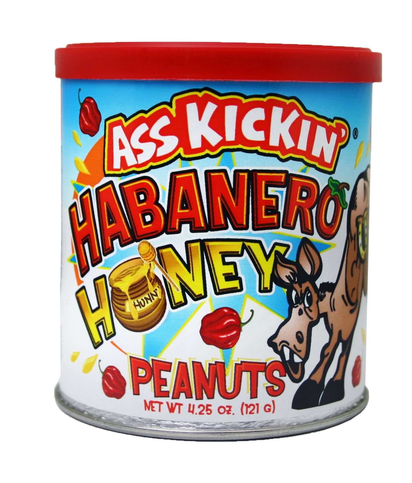 ASS KICKIN' Roasted Spicy Hot Peanuts - 4.25 oz - Ultimate Spicy Gourmet Gift Peanuts - Try if you dare! (Habanero Honey)