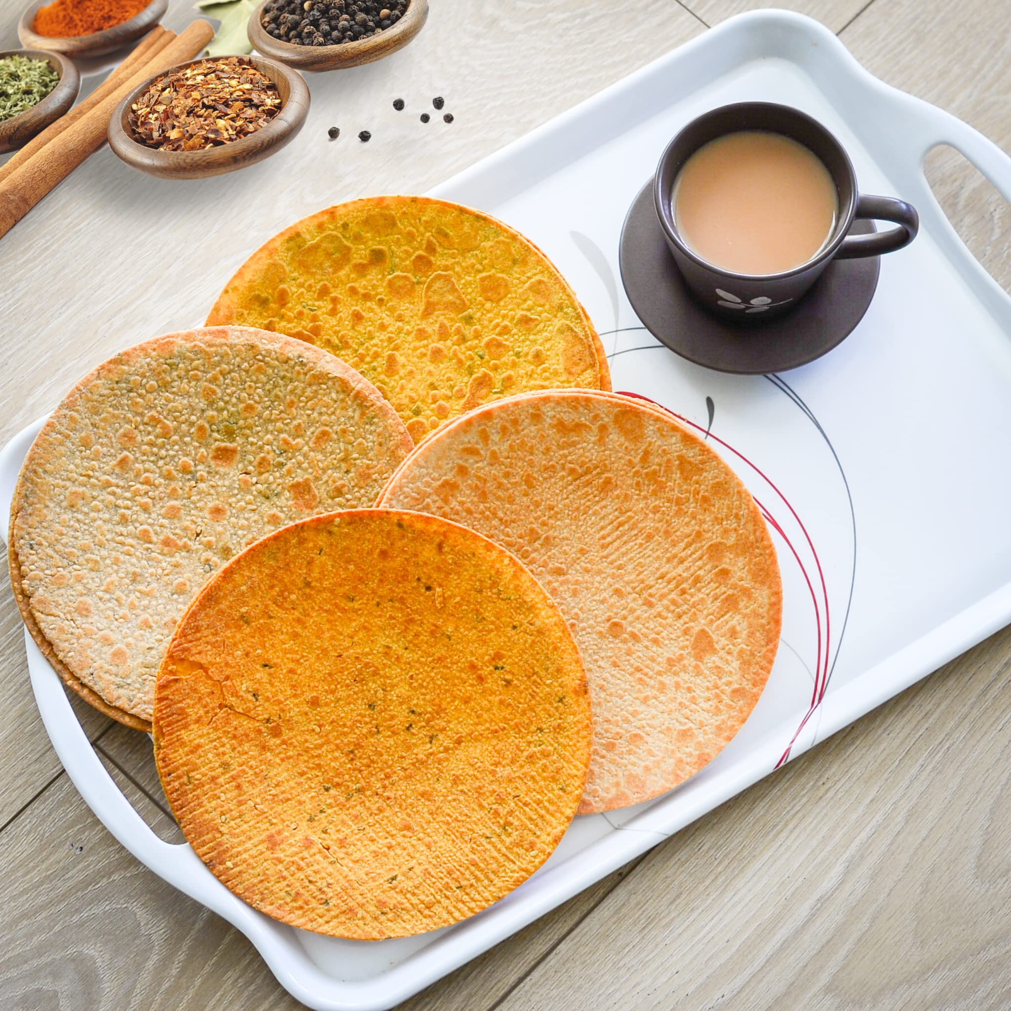 Chaakri Khakhra; Value Pack(21 oz): 3 Packs of 10 Khakhras each; 3 X 200g, Total 600g) Hand rolled khakhra, roasted crispies, No Preservatives