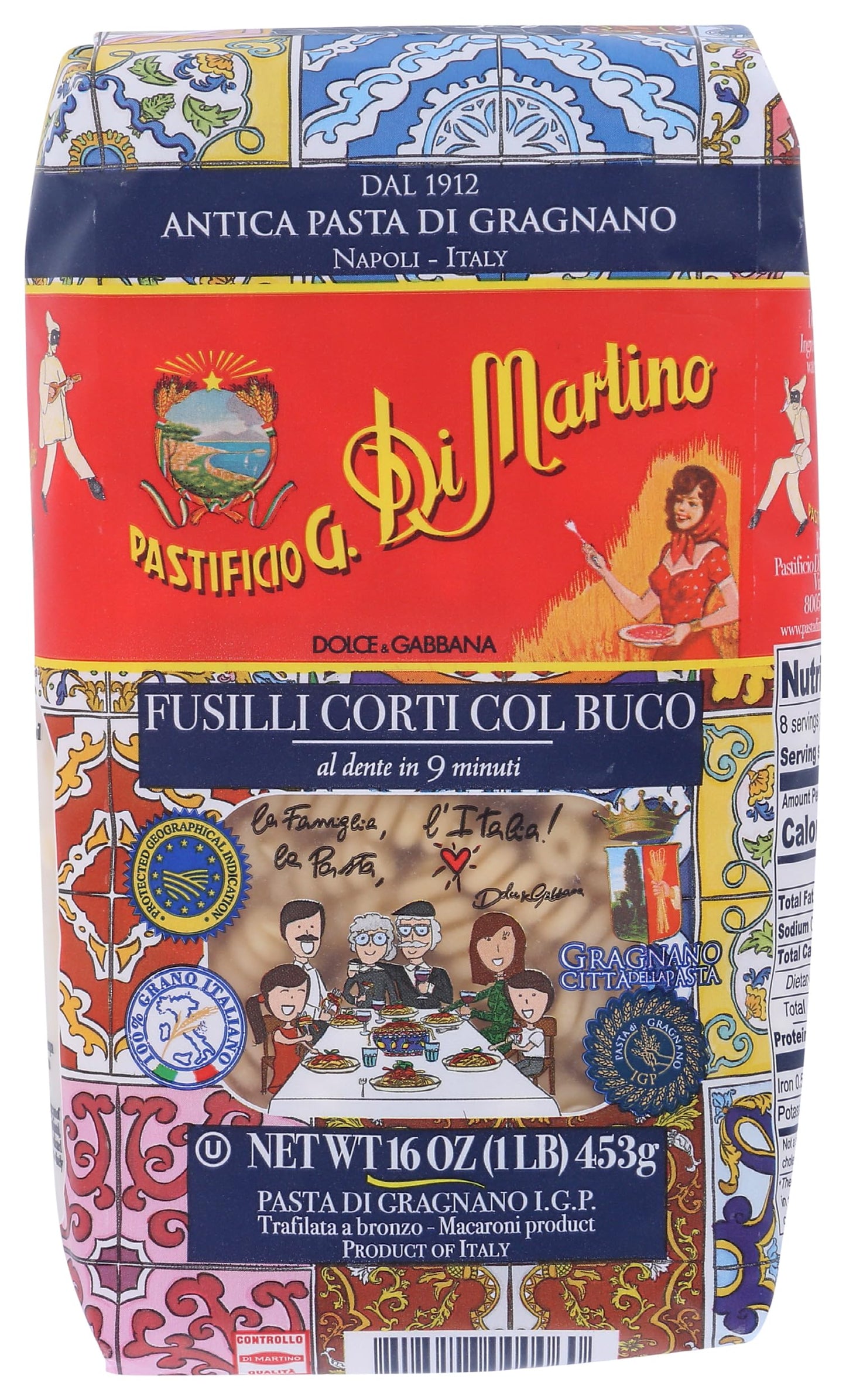 Di Martino, Pasta Fusilli Corti Col Buco, 16 Ounce
