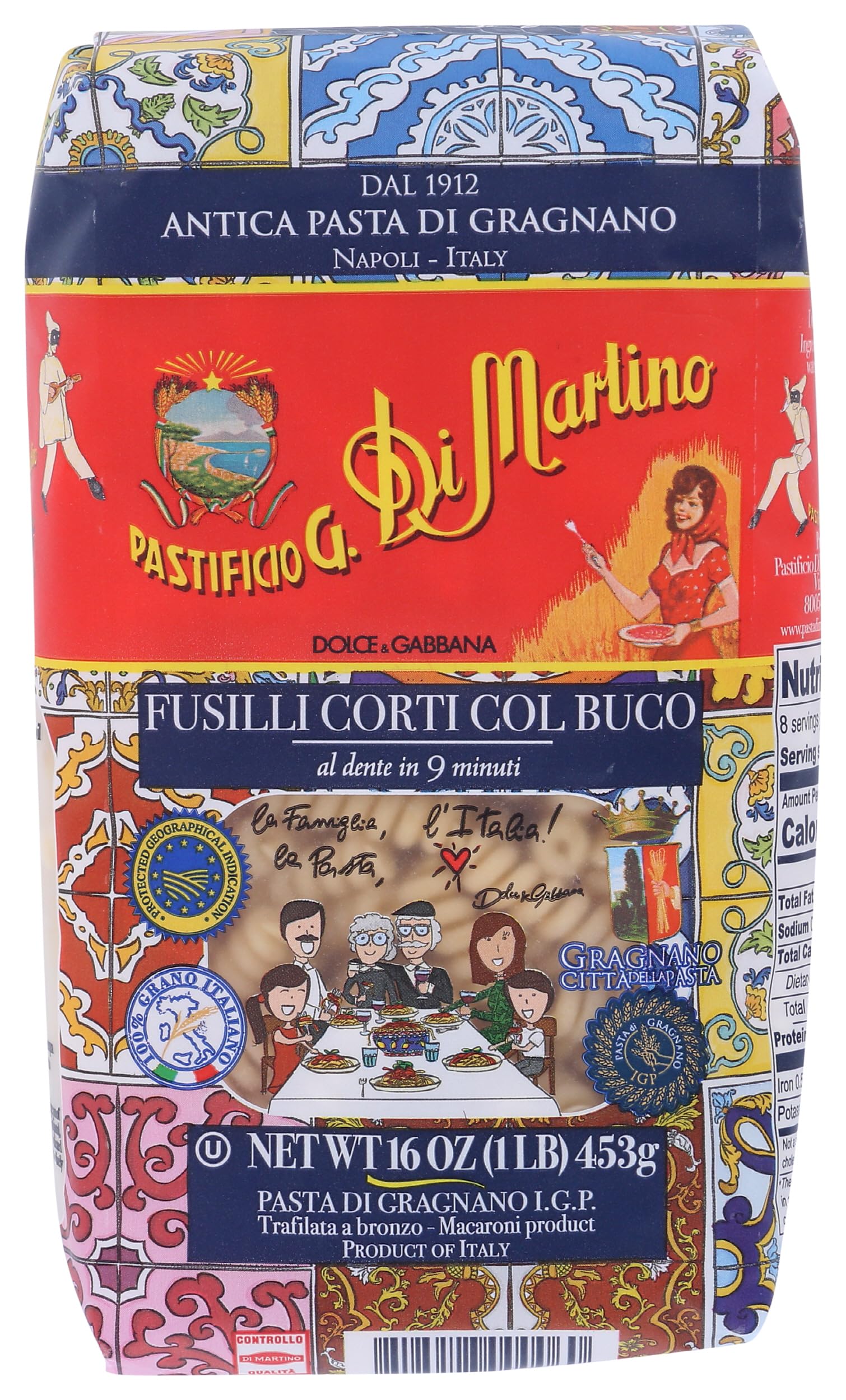Di Martino, Pasta Fusilli Corti Col Buco, 16 Ounce