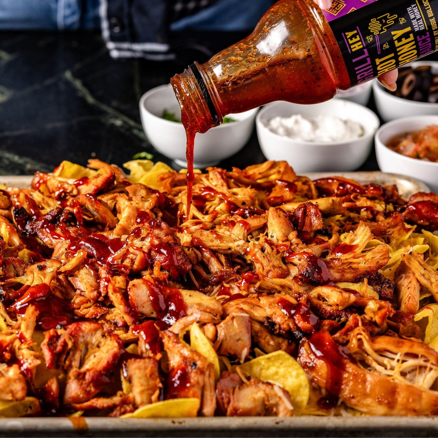 Hey Grill Hey | Hot Honey BBQ Sauce | Sweet & Spicy Barbecue Sauce with Honey, Cayenne & Red Pepper | Perfect for Chicken, Pork, Shrimp & More | 18oz